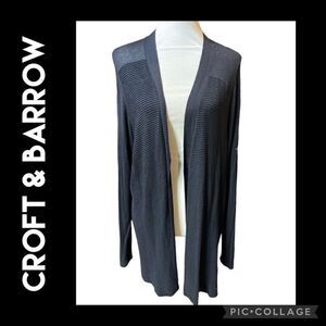 Croft & Barrow Black 100% Rayon Open Long Cardigan 1X-EUC